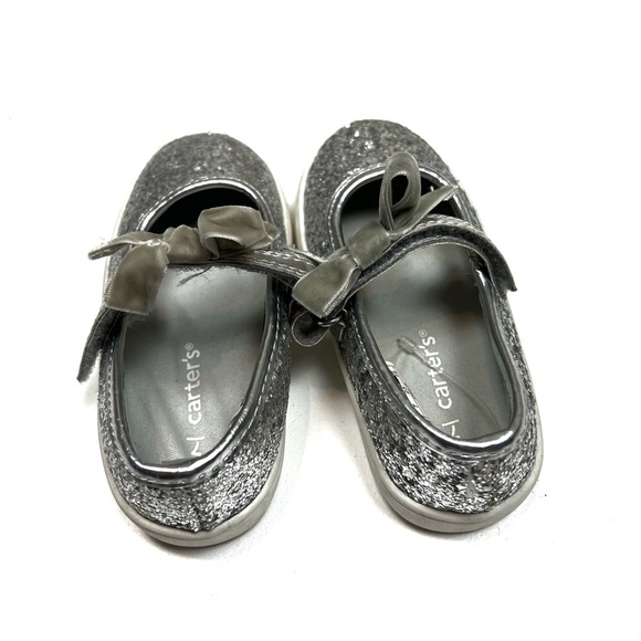 Carters | Toddler Glitter Sparkle Mary Janes Velcro With Bow Sz 7 - Picture 6 of 9